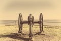 Civil War Cannon at Fort Sumter, South Carolina - vintage edit Royalty Free Stock Photo