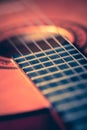 Closeup of a classic acoustic guitar