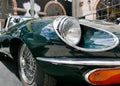 Closeup of a classic E-type Jaguar car in the factory in Lisbon, Portugal.