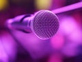 Closeup of classic microphone at concert on stage Royalty Free Stock Photo