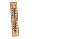 Closeup classic thermometer black numbers white background