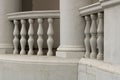 Closeup of classical white baluster as a fence wall