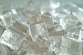 closeup of clear ice cubes produced by a highend ice machine