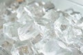 closeup of clear ice cubes produced by a highend ice machine