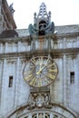 Closeup of the clock of Sao Bento Church, in Sao Paulo