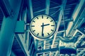 Closeup Clock at the sky-train station Royalty Free Stock Photo