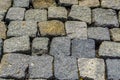 Closeup of a cobblestone pattern, classical road architecture, Vintage walking path background