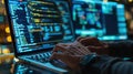 Closeup coding html and programming on screen laptop, development web, developer