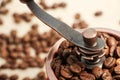 Closeup coffee bean and coffee grinder Royalty Free Stock Photo