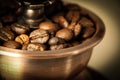 Closeup coffee bean and coffee grinder Royalty Free Stock Photo