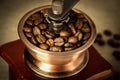 Closeup coffee bean and coffee grinder Royalty Free Stock Photo