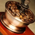 Closeup coffee bean and coffee grinder Royalty Free Stock Photo