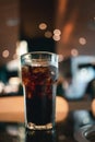 Closeup cold soft drink on table in buffet restaurant Royalty Free Stock Photo