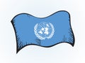 UN flag. Vector drawing sign