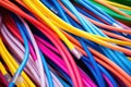 closeup of colored ethernet cables connecting to switch Royalty Free Stock Photo