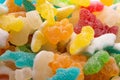 Closeup of colorful animal jelly beans with sugar Royalty Free Stock Photo