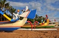 Closeup of colorful Bali Fishing Boats, In