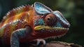 closeup of a colorful chameleon lizard