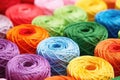 closeup of colorful crochet thread on a table