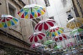 colorful decorative umbrellas for the shadow in the street