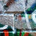 Closeup colorful detail graffiti wall Royalty Free Stock Photo