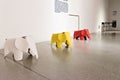 Closeup of colorful Elephant stools in Bauhaus Museum in the Weimar