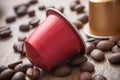 Colorful espresso coffee doses with coffee beans on Royalty Free Stock Photo