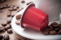 espresso coffee doses with coffee beans on wooden table background Royalty Free Stock Photo