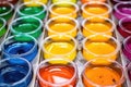 closeup of colorful inks used in the screen printing process