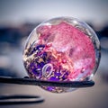 Closeup of a colorful magical crystal ball