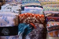 Closeup of colorful materials on a local market chatuchak market in Bangkok, Thailand, Asia