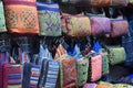 Closeup of colorful materials on a local market chatuchak market in Bangkok, Thailand, Asia