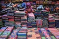 Closeup of colorful materials on a local market chatuchak market in Bangkok, Thailand, Asia