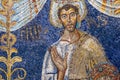 Closeup colorful mosaic of an apostle in Ravenna, Italy