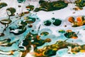 Closeup of colorful oil paint splashes on canvas. Abstract background. Royalty Free Stock Photo