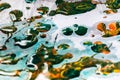Closeup of colorful oil paint splashes on canvas as abstract background Royalty Free Stock Photo