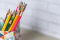 Closeup of colorful pencils in pencil case Royalty Free Stock Photo