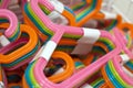 colorful plastic hangers in decoration store