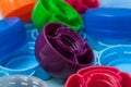 Colorful plastic plugs for recycling
