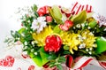 Closeup of colorful spring flowers bouquet on white background Royalty Free Stock Photo