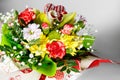 Closeup of colorful spring flowers bouquet on white background Royalty Free Stock Photo