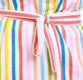 Closeup of colorful striped kitchen apron