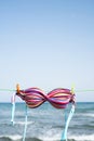 Bikini hanging on a clothes line Royalty Free Stock Photo