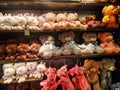 Closeup of colorful toys on shelves in wuhan city