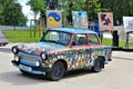 A closeup of colorful Trabant