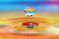 Colorful Water drop splash artful close-up Royalty Free Stock Photo