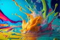 Closeup of colorful water splashing with colorful background