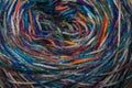 Closeup of colourful handspun and handdyed sock yarn Royalty Free Stock Photo