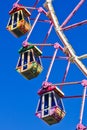 Closeup of colourful retro ferris wheel