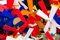 Closeup on colourful windmill toys